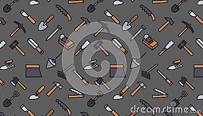 Hand tools on grey background. Vector Illustration